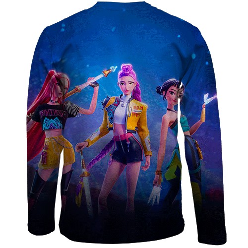 Детский 3D лонгслив Fortnite - KPop Demon Hunters (вид сзади)