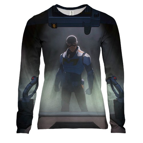 Женский 3D лонгслив Dispatch - Mecha Man (вид спереди)