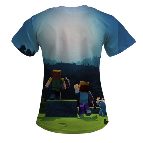 Женская 3D футболка Minecraft Anniversary (вид сзади)