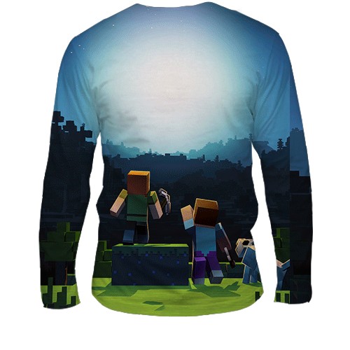 Мужской 3D лонгслив Minecraft Anniversary (вид сзади)