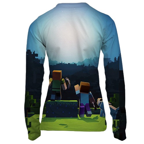 Женский 3D лонгслив Minecraft Anniversary (вид сзади)