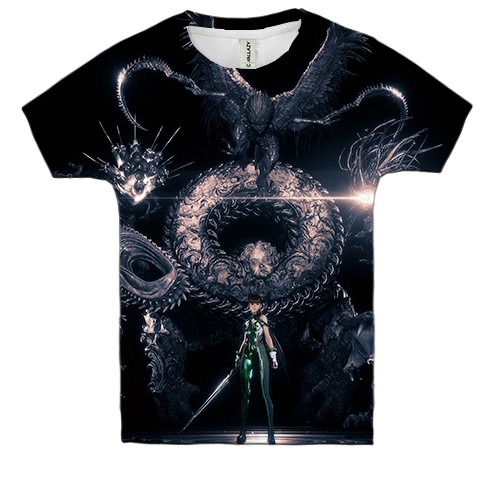 Детская 3D футболка EVE (Stellar Blade) Dark (вид спереди)