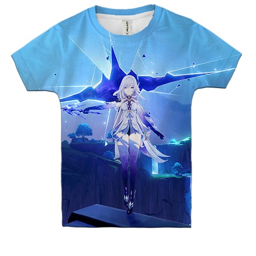 Дитяча 3D футболка Skirk blue, Genshin Impact (вид спереду)
