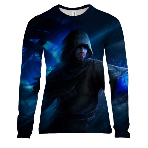 Женский 3D лонгслив PoE - Secrets of the Atlas (вид спереди)