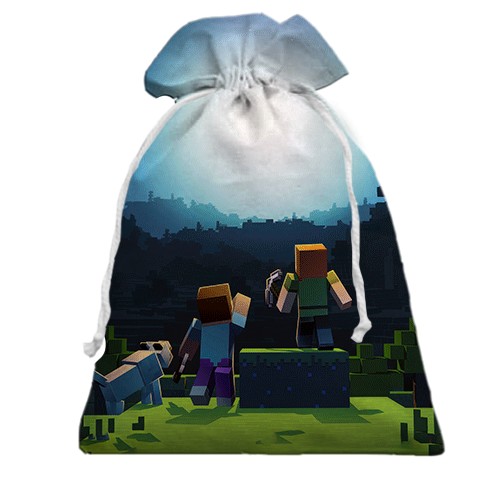 3D Подарочный мешочек Minecraft Anniversary (вид спереди)