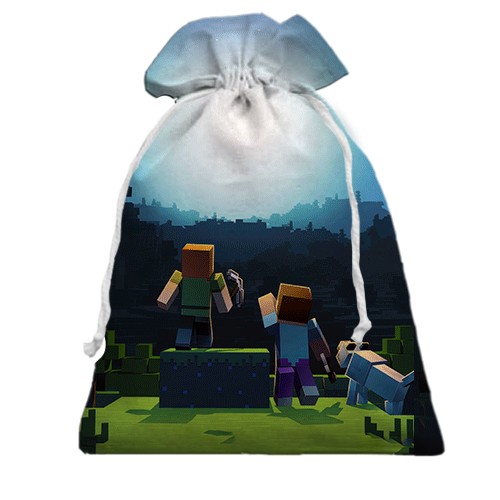 3D Подарочный мешочек Minecraft Anniversary (вид сзади)