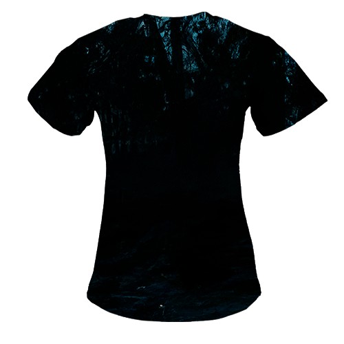 Женская 3D футболка Witcher IV - Dark Forest (вид сзади)