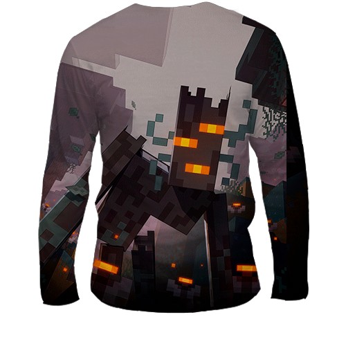 Мужской 3D лонгслив Minecraft - The Creaking (вид сзади)