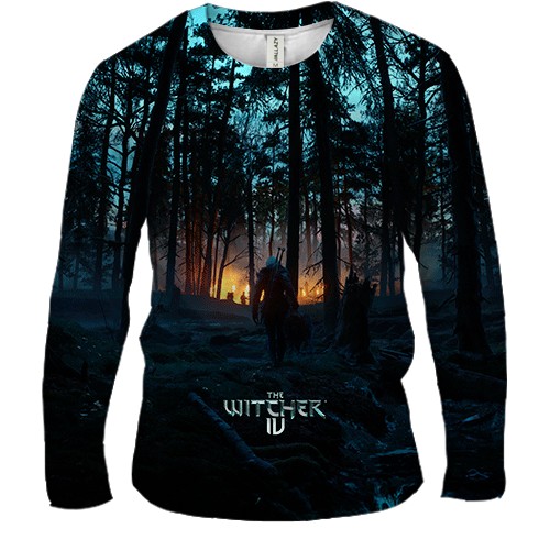 Мужской 3D лонгслив Witcher IV - Dark Forest (вид спереди)