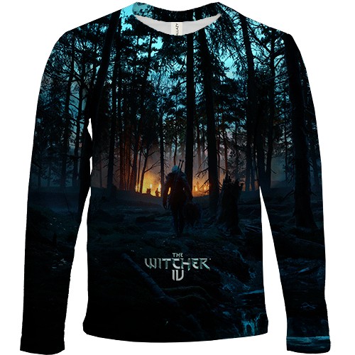 Детский 3D лонгслив Witcher IV - Dark Forest (вид спереди)