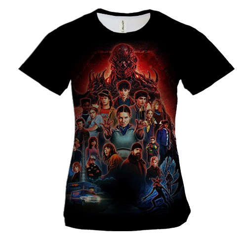 Женская 3D футболка Stranger Things Poster (вид спереди)