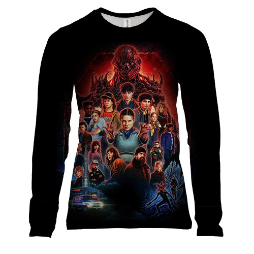 Жіночий 3D лонгслів Stranger Things Poster (вид спереду)