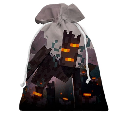 3D Подарочный мешочек Minecraft - The Creaking (вид сзади)