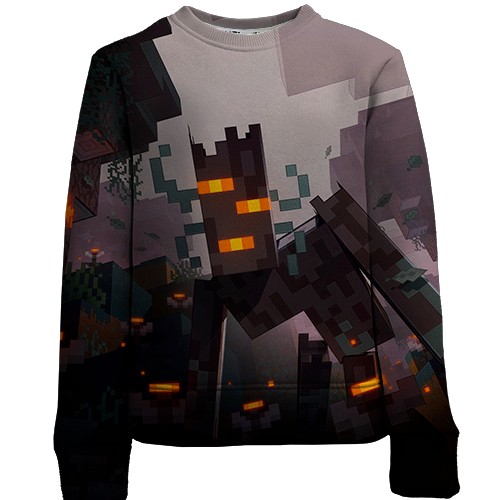 Детский 3D свитшот Minecraft - The Creaking (вид спереди)