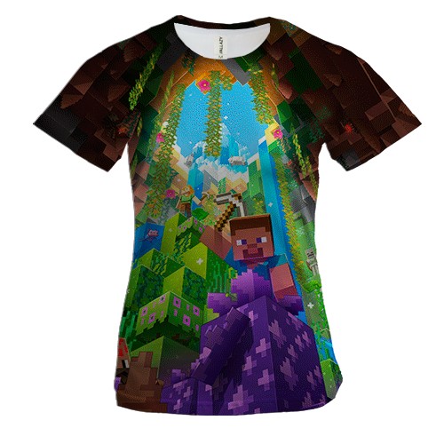 Жіноча 3D футболка Minecraft Bedrock Edition (вид спереду)