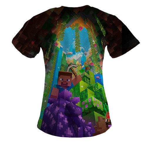 Жіноча 3D футболка Minecraft Bedrock Edition (вид ззаду)