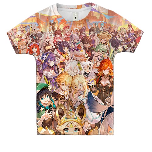 Дитяча 3D футболка Genshin Impact Characters (вид спереду)