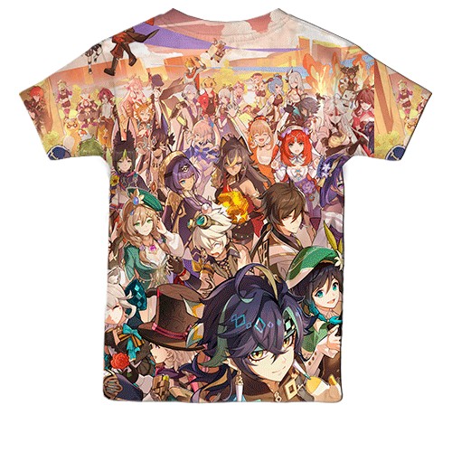 Дитяча 3D футболка Genshin Impact Characters (вид ззаду)