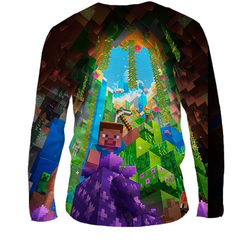 Мужской 3D лонгслив Minecraft Bedrock Edition (вид сзади)