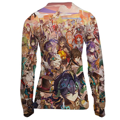 Женский 3D лонгслив Genshin Impact Characters (вид сзади)