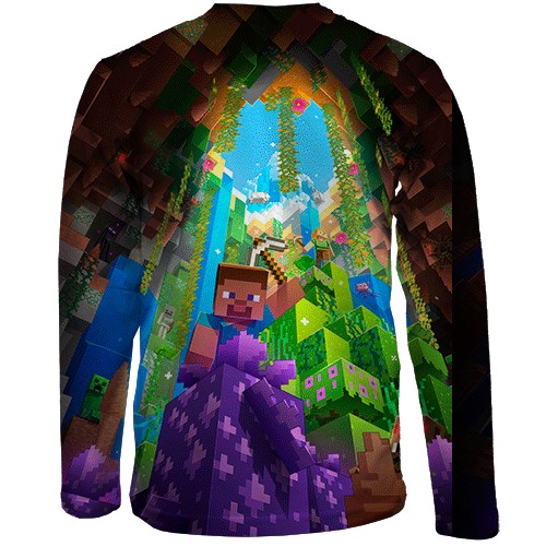 Детский 3D лонгслив Minecraft Bedrock Edition (вид сзади)