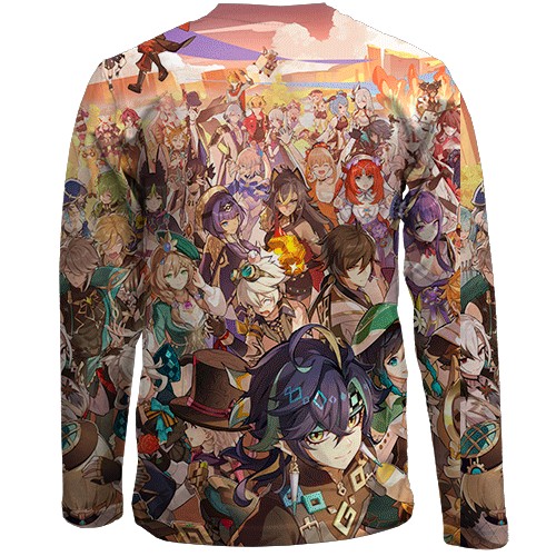 Детский 3D лонгслив Genshin Impact Characters (вид сзади)