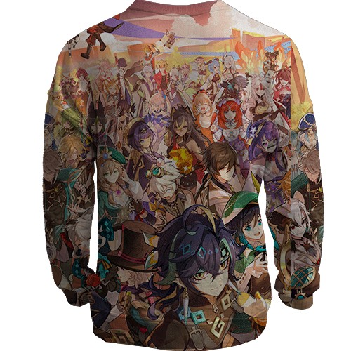 3D свитшот Genshin Impact Characters (вид сзади)