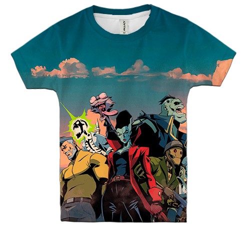 Детская 3D футболка Creature Commandos (вид спереди)