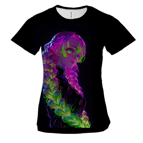 Женская 3D футболка Mitsuri Kanroji, neon (вид спереди)