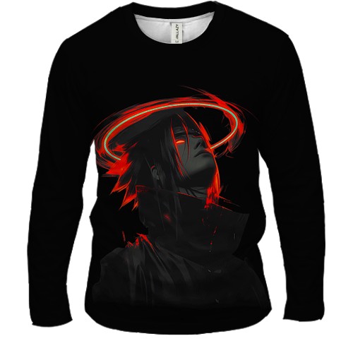 Чоловічий 3D лонгслів Sasuke Uchiha dark (вид спереду)
