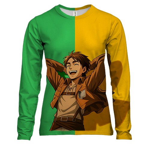 Женский 3D лонгслив Eren Yeager Laughing (вид спереди)