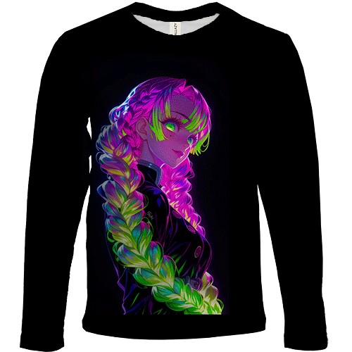 Детский 3D лонгслив Mitsuri Kanroji, neon (вид спереди)