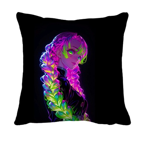 3D подушка Mitsuri Kanroji, neon (вид спереди)