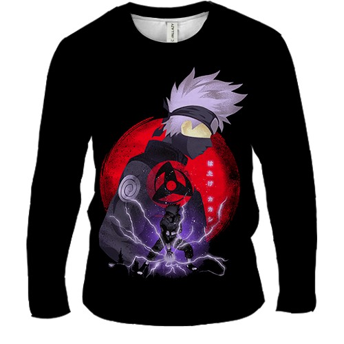 Чоловічий 3D лонгслів Kakashi Hatake, sharingan (вид спереду)