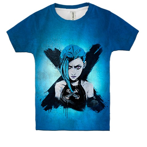 Дитяча 3D футболка Jinx, blue aesthetic (вид спереду)