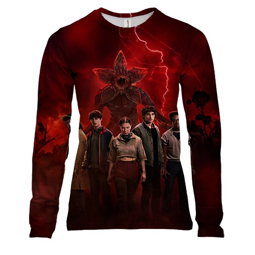 Жіночий 3D лонгслів Stranger Things (вид спереду)