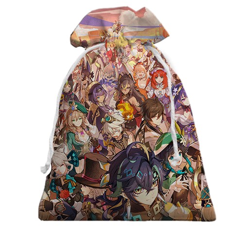 3D Подарочный мешочек Genshin Impact Characters (вид сзади)