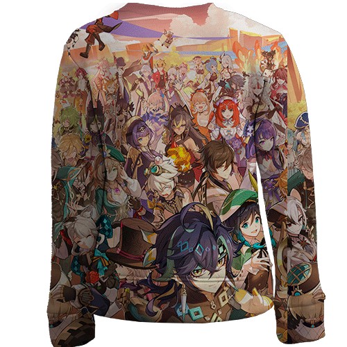 Детский 3D свитшот Genshin Impact Characters (вид сзади)