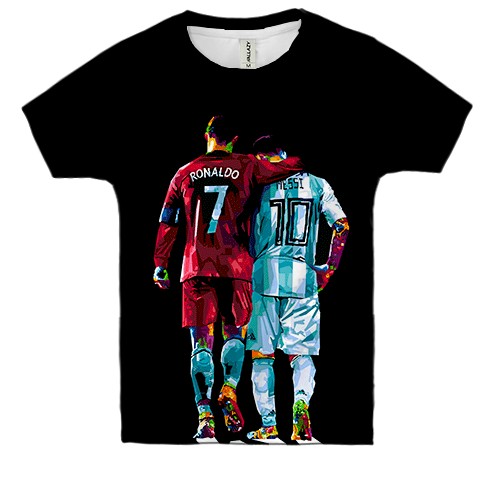 Дитяча 3D футболка Cristiano Ronaldo x Lionel Messi (вид спереду)
