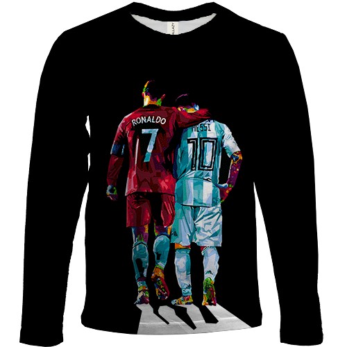 Детский 3D лонгслив Cristiano Ronaldo x Lionel Messi (вид спереди)