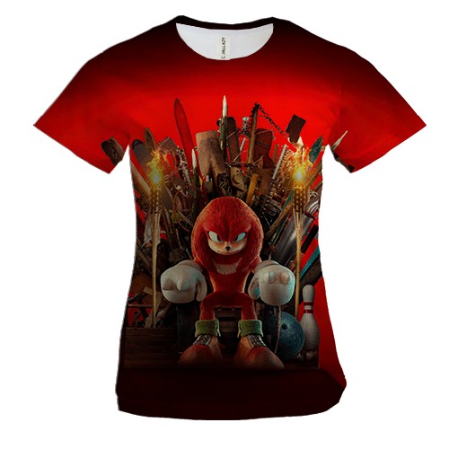 Женская 3D футболка Knuckles TV (вид спереди)