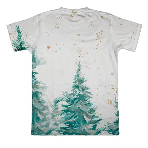 3D футболка Новорічна конячка у шапці Санти (вид ззаду)