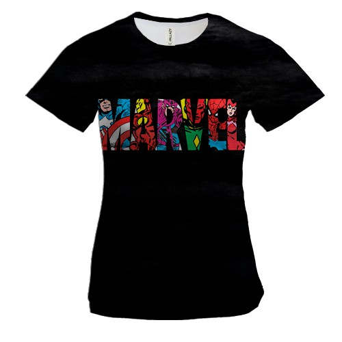 Жіноча 3D футболка MARVEL comix logo (вид спереду)