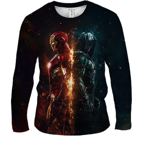 Мужской 3D лонгслив Iron-Man x Doctor Doom (вид спереди)
