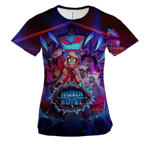 Жіноча 3D футболка Hazbin Hotel poster (вид спереду)
