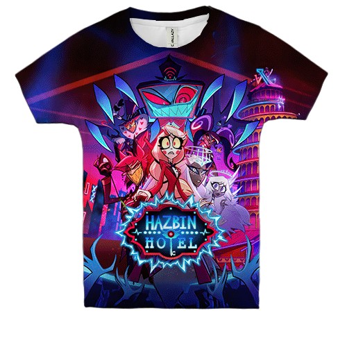 Детская 3D футболка Hazbin Hotel poster (вид спереди)