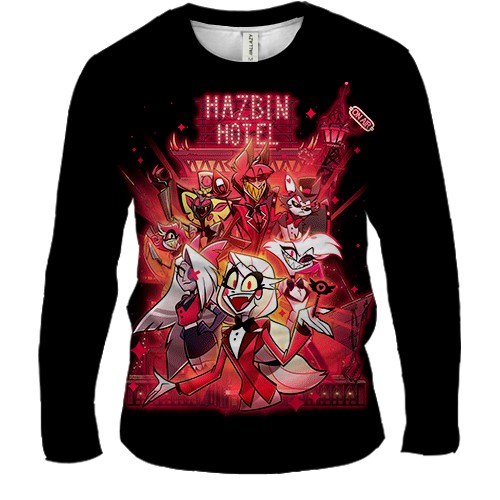 Чоловічий 3D лонгслів Hazbin Hotel (вид спереду)