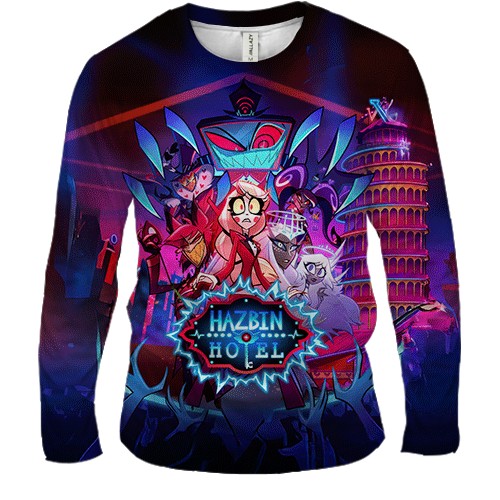 Мужской 3D лонгслив Hazbin Hotel poster (вид спереди)
