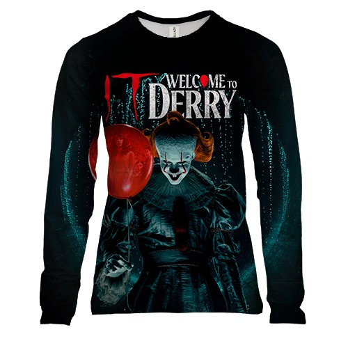Жіночий 3D лонгслів IT: Welcome to Derry (вид спереду)