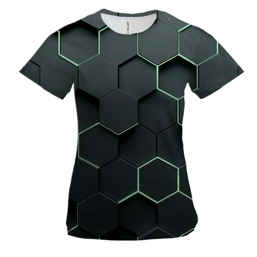 Жіноча 3D футболка Honeycomb Hexagons (вид спереду)